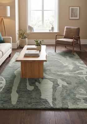 Saffron Rugs Hand Tufted Sage Green  Contemporary Rectangular Wool Area Rug