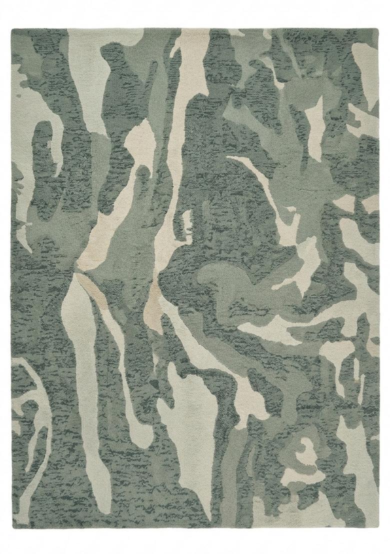 Saffron Rugs Hand Tufted Sage Green  Contemporary Rectangular Wool Area Rug - Indya