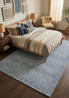Saffron Rugs Hand Tufted Blue  Contemporary Rectangular Wool Area Rug