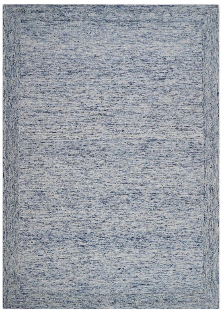 Saffron Rugs Hand Tufted Blue  Contemporary Rectangular Wool Area Rug - Indya