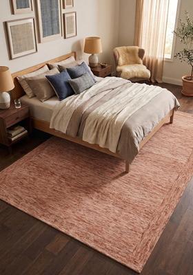 Saffron Rugs Hand Tufted Terracotta Rose  Contemporary Rectangular Wool Area Rug
