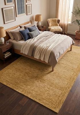 Saffron Rugs Hand Tufted Mustard Gold  Contemporary Rectangular Wool Area Rug