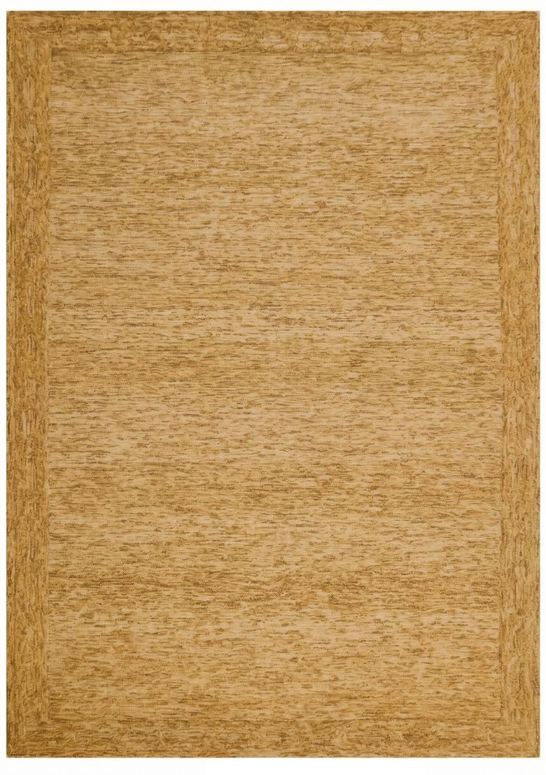 Saffron Rugs Hand Tufted Mustard Gold  Contemporary Rectangular Wool Area Rug - Indya
