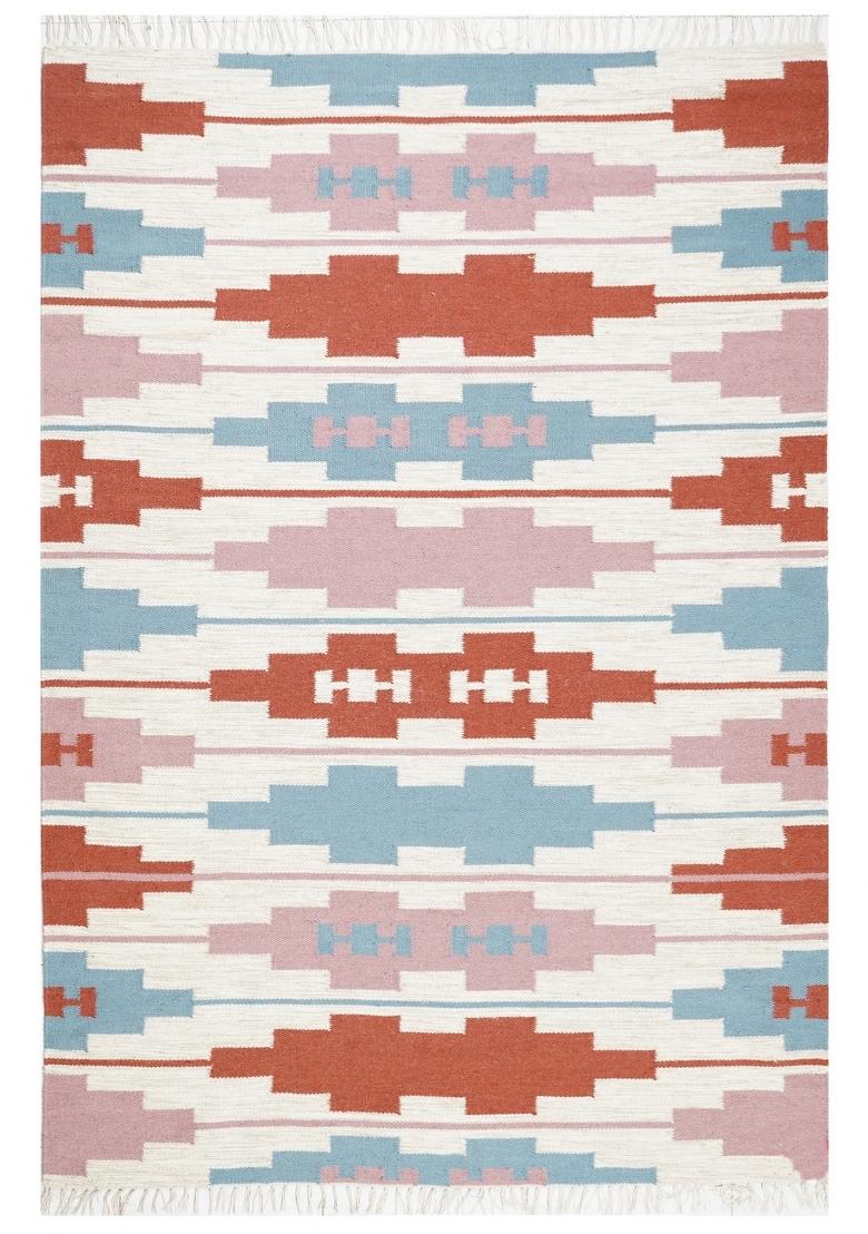 Saffron Rugs Flat Woven Multicolor Geometric Bohemian Rectangular Wool Area Rug - Indya