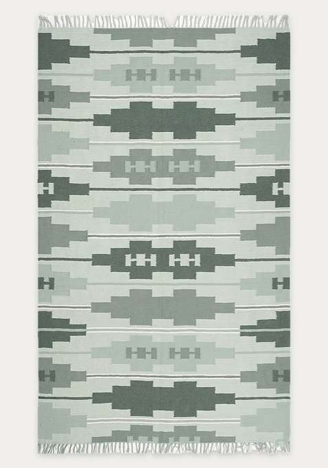 100% Wool Handmade Sage Green Rug | Bohemian Geometric Flat Weave Reversible Carpet For Living Room