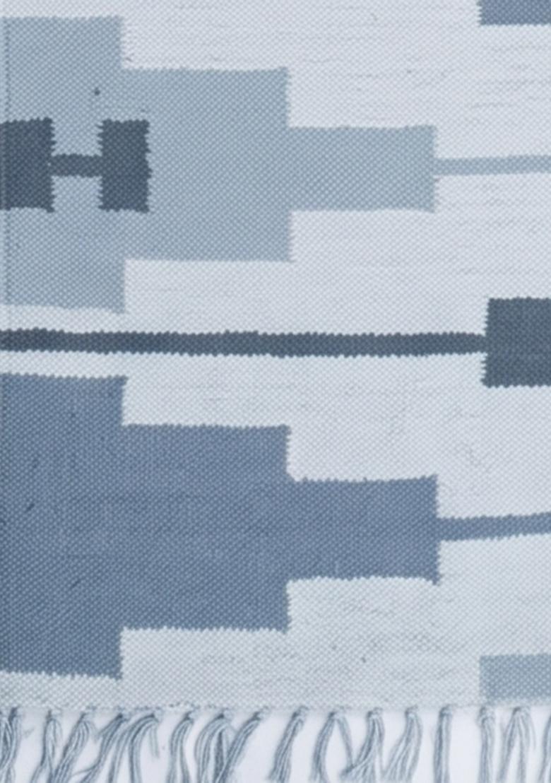 Saffron Rugs Flat Woven Blue Geometric Bohemian Rectangular Wool Area Rug - Indya