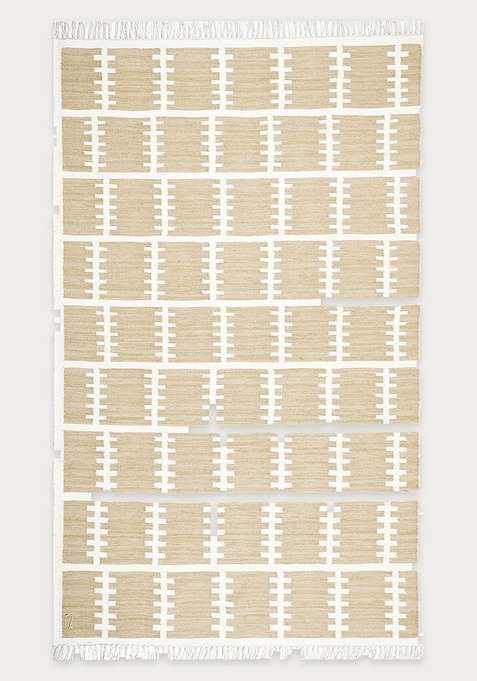 100% Wool Handmade Beige Rug | Scandinavian Trellis Flat Weave Reversible Carpet For Living Room