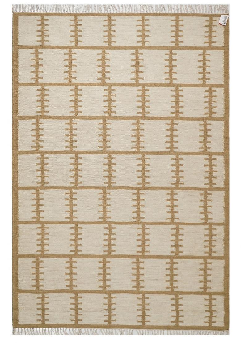 Saffron Rugs Flat Woven Beige Geometric Scandinavian Rectangular Wool Area Rug - Indya