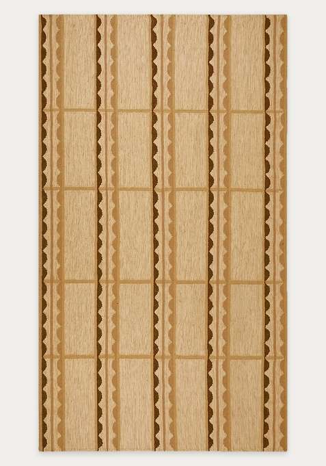 100% Wool Handmade Cream Rug | Scandinavian Striped Flat Weave Reversible Carpet For Living Room