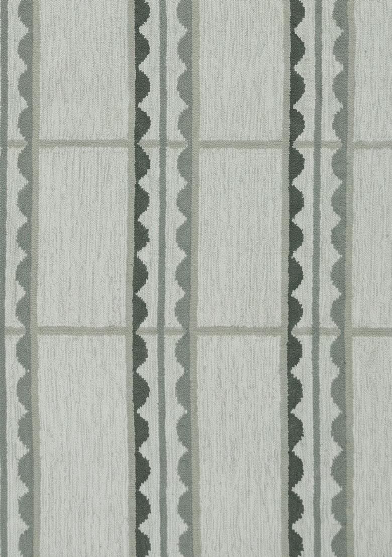 Saffron Rugs Flat Woven Sage Green Striped Scandinavian Rectangular Wool Area Rug - Indya