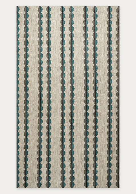 100% Wool Handmade Beige Rug | Bohemian Striped Flat Weave Reversible Carpet For Living Room