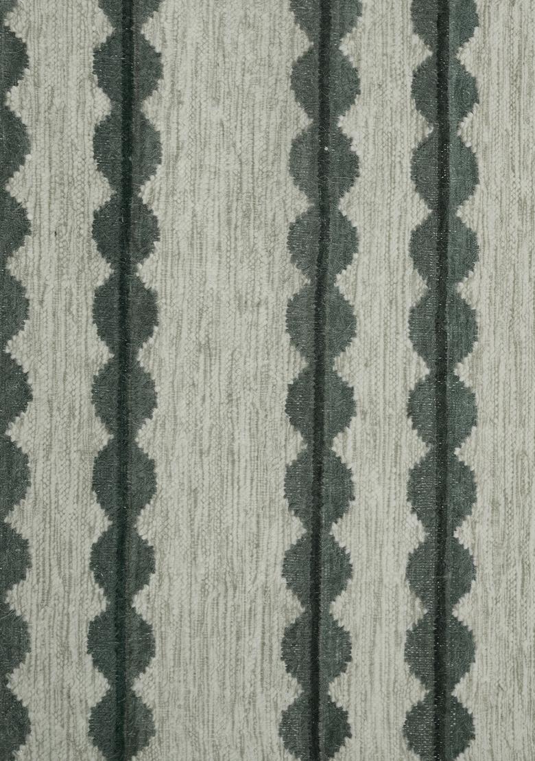 Saffron Rugs Flat Woven Sage Green Striped Bohemian Rectangular Wool Area Rug - Indya