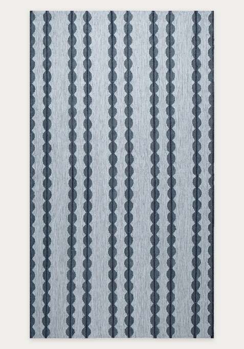 100% Wool Handmade Blue Grey Rug | Bohemian Striped Flat Weave Reversible Carpet For Living Room
