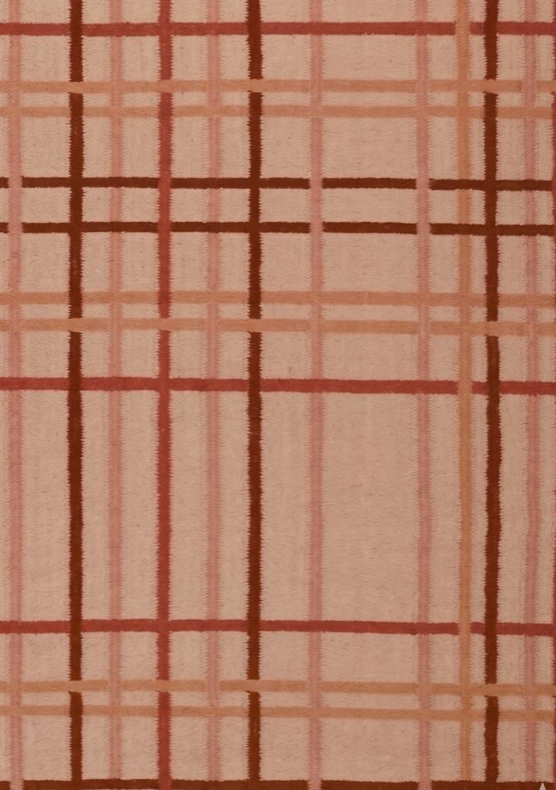 Saffron Rugs Flat Woven Cream Plaid Contemporary Rectangular Wool Area Rug - Indya