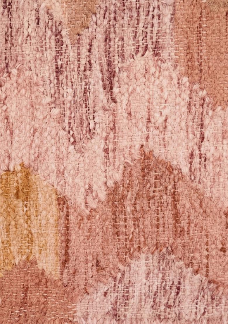 Saffron Rugs Flat Woven Terracotta Pink Chevron Bohemian Rectangular Wool Area Rug - Indya