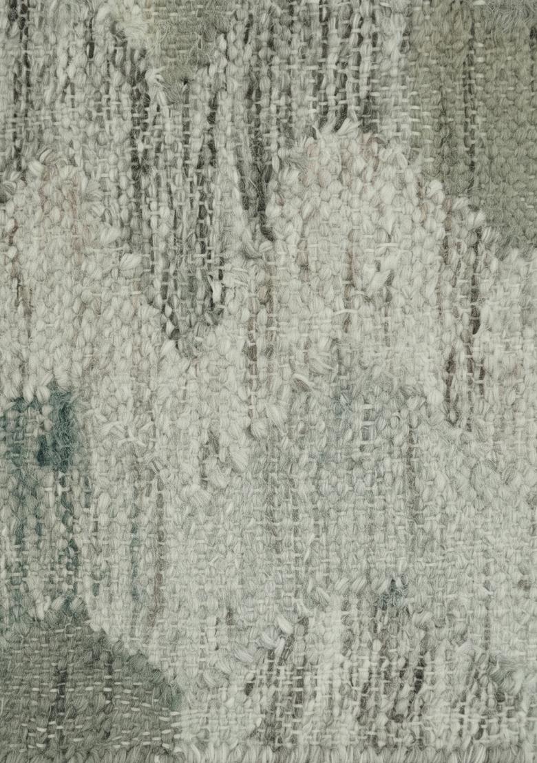 Saffron Rugs Flat Woven Sage Green Chevron Bohemian Rectangular Wool Area Rug - Indya
