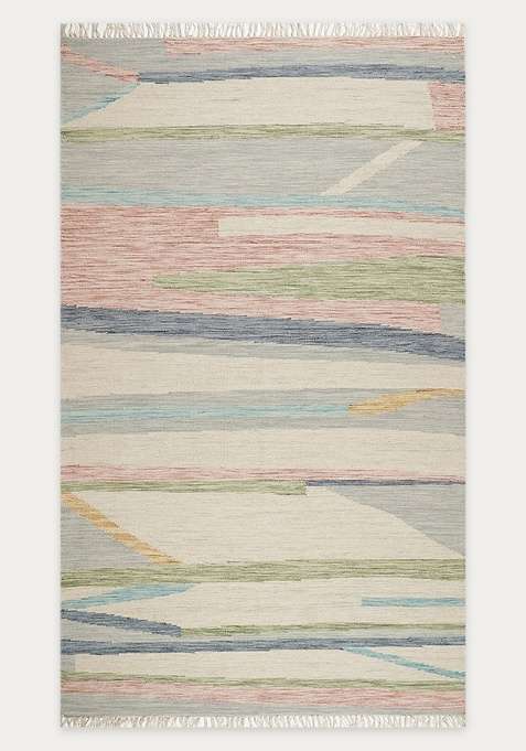 100% Wool Handmade Cream Multicolor Rug | Contemporary Striped Flat Weave Reversible Carpet For Living Room