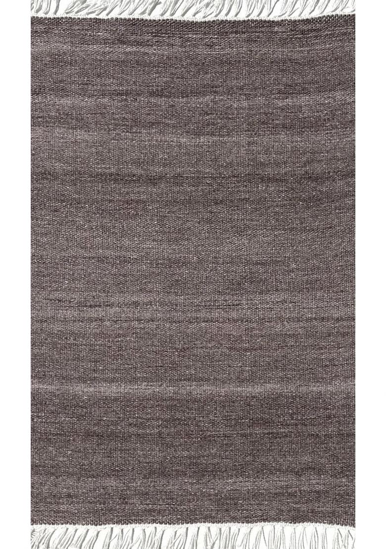Saffron Rugs Flat Woven Brown Granite  Contemporary Rectangular Wool Area Rug - Indya
