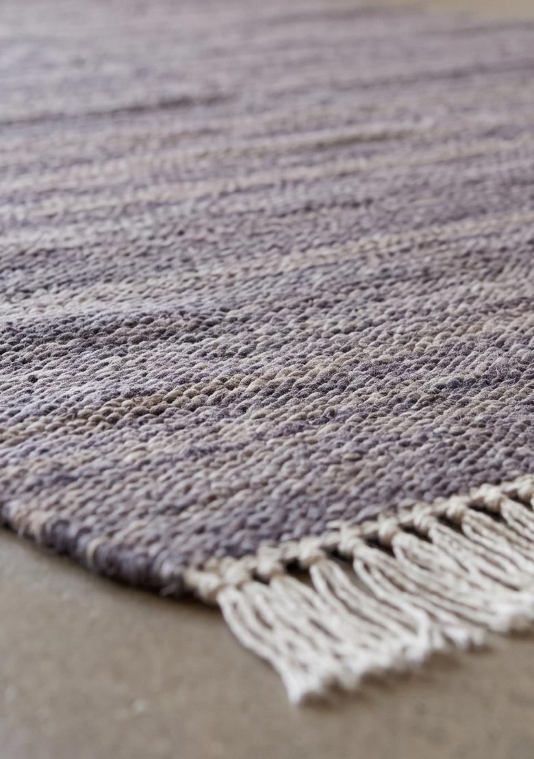 Saffron Rugs Flat Woven Brown Granite  Contemporary Rectangular Wool Area Rug - Indya