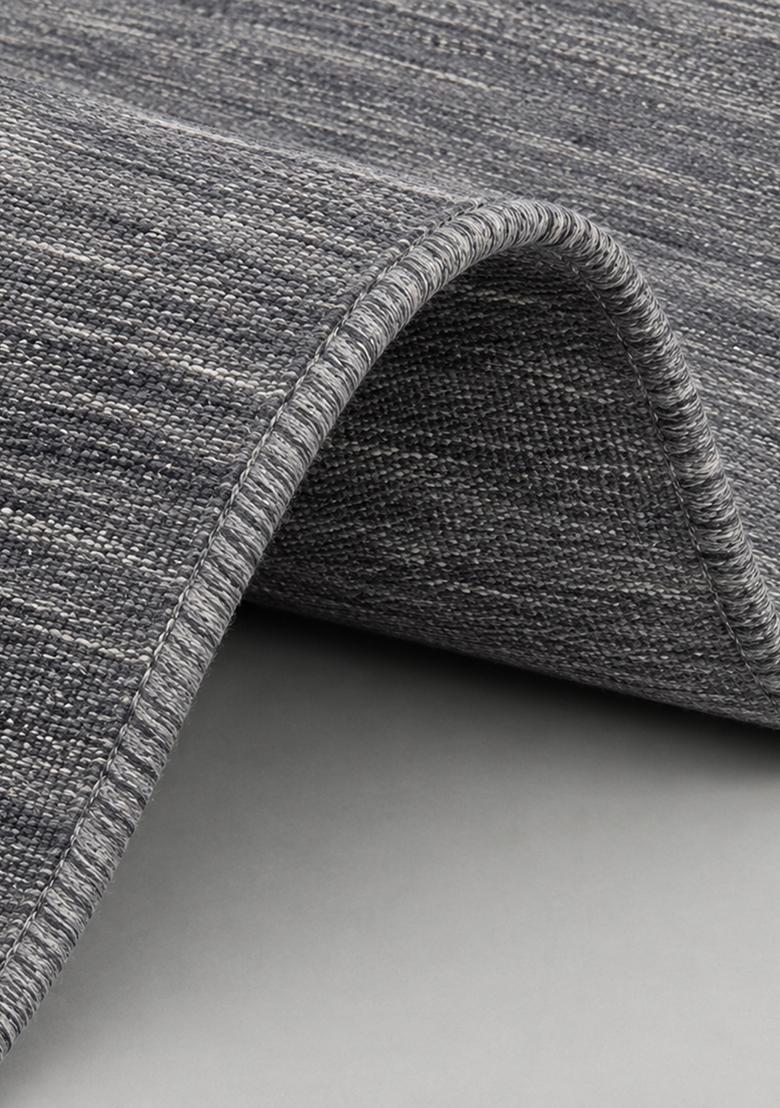 Saffron Rugs Flat Woven Charcoal Grey  Scandinavian Rectangular Wool Area Rug - Indya