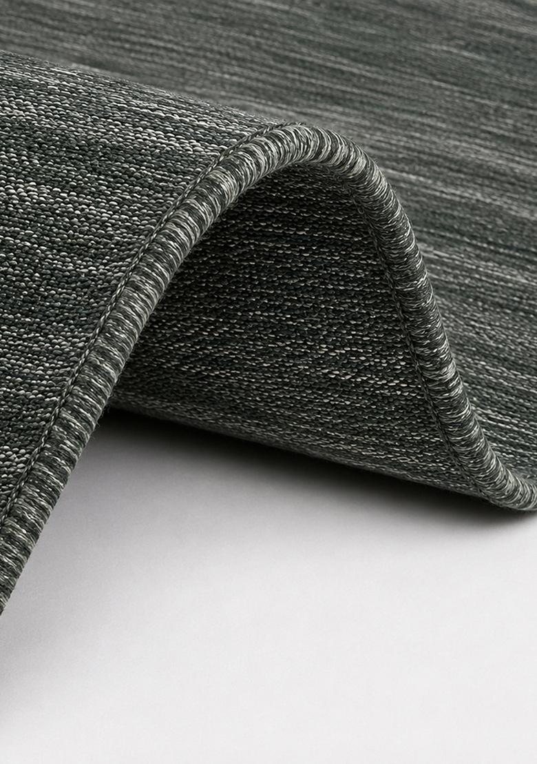 Saffron Rugs Flat Woven Hunting Green  Contemporary Rectangular Wool Area Rug - Indya