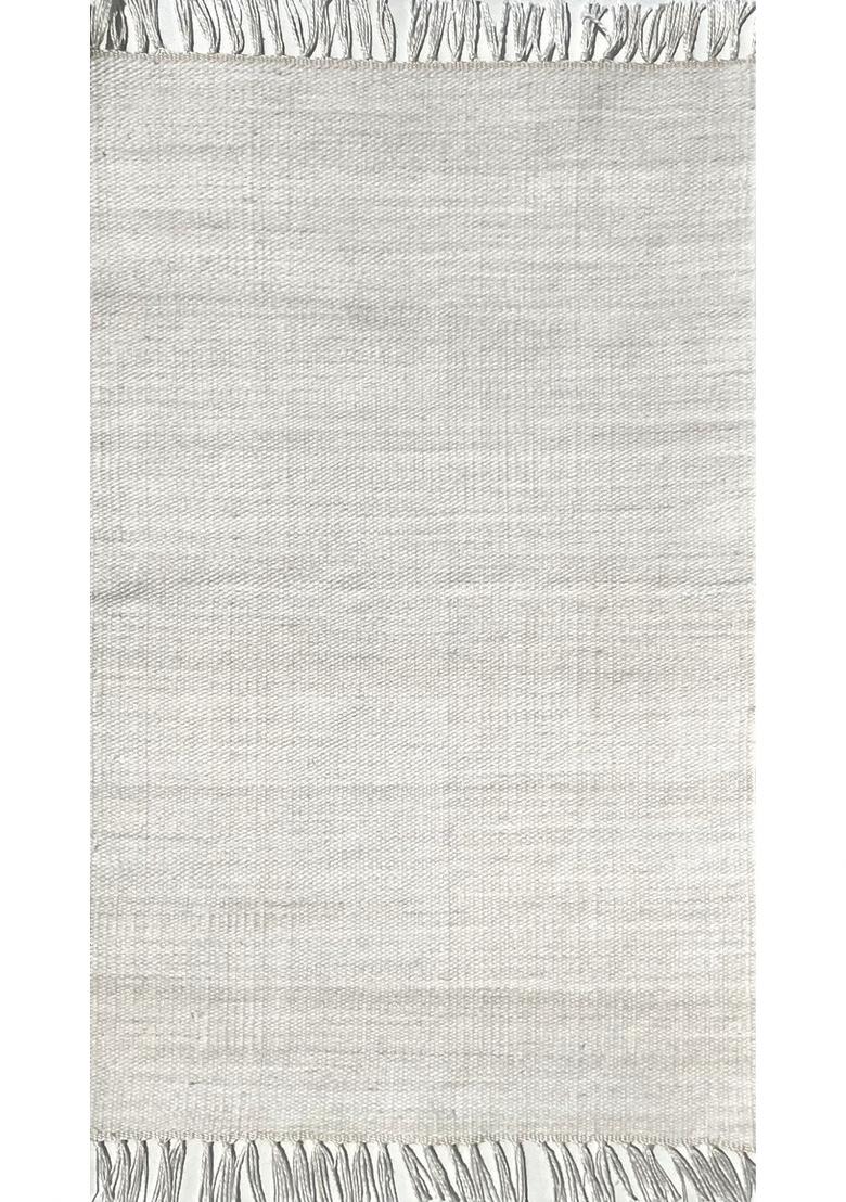 Saffron Rugs Flat Woven Off-White  Scandinavian Rectangular Wool Area Rug - Indya