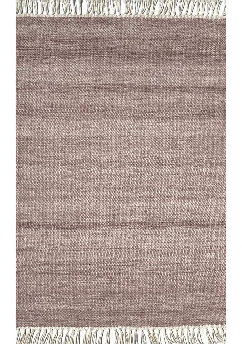 Saffron Rugs Flat Woven Mauve  Scandinavian Rectangular Wool Area Rug - Indya