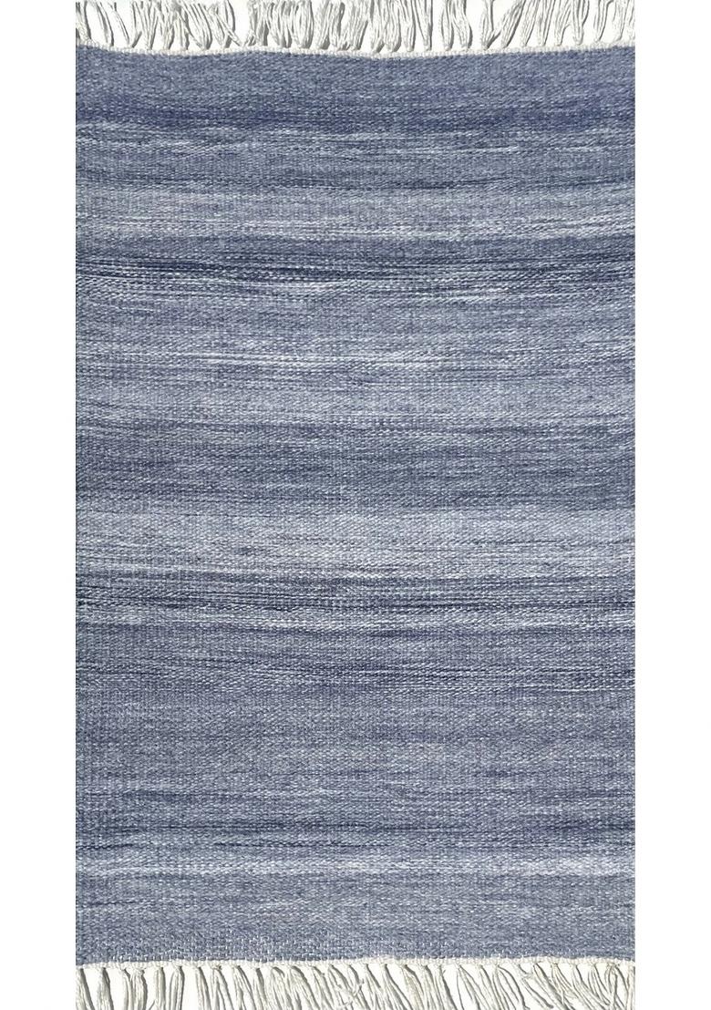 Saffron Rugs Flat Woven Blue  Coastal Rectangular Wool Area Rug - Indya