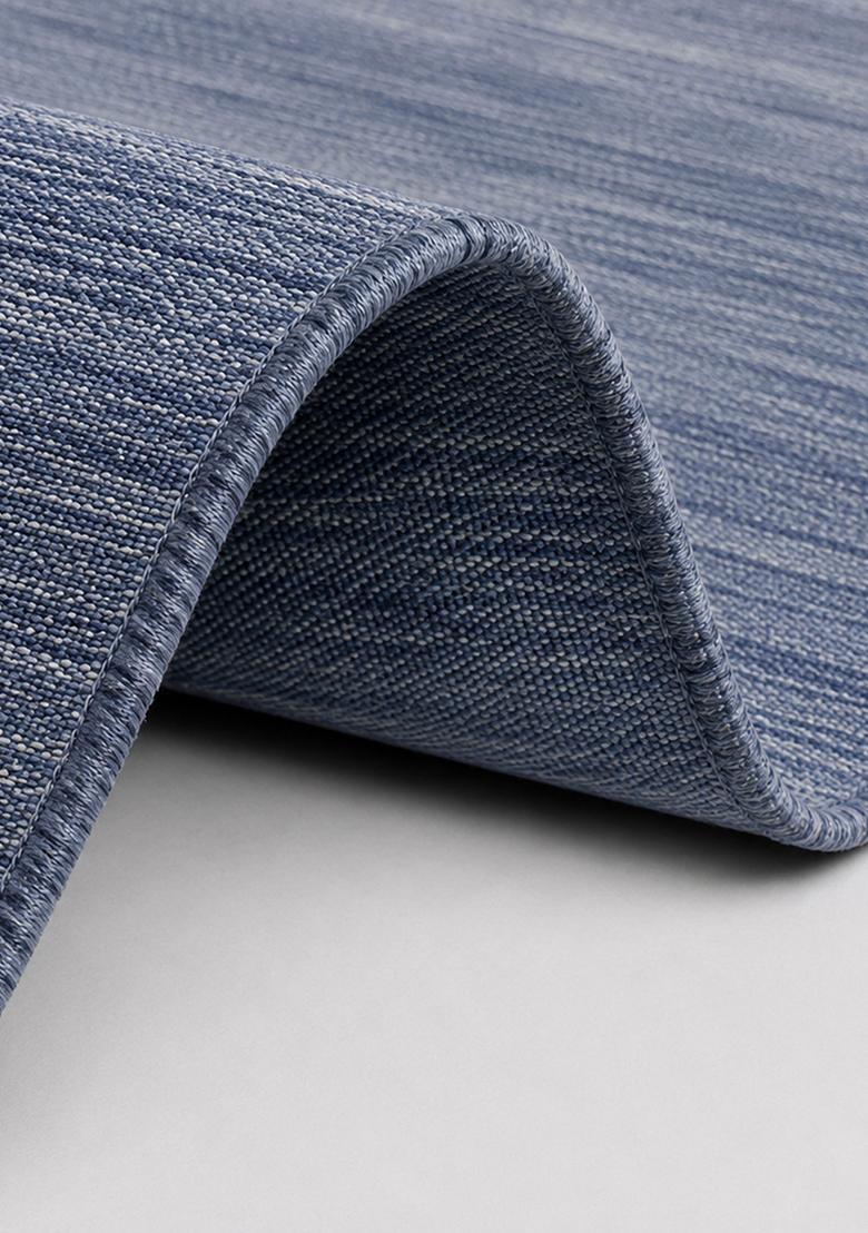 Saffron Rugs Flat Woven Blue  Coastal Rectangular Wool Area Rug - Indya