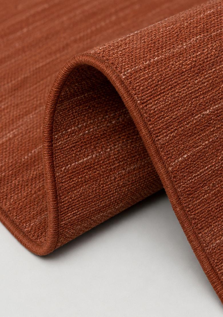 Saffron Rugs Flat Woven Rust  Bohemian Rectangular Wool Area Rug - Indya