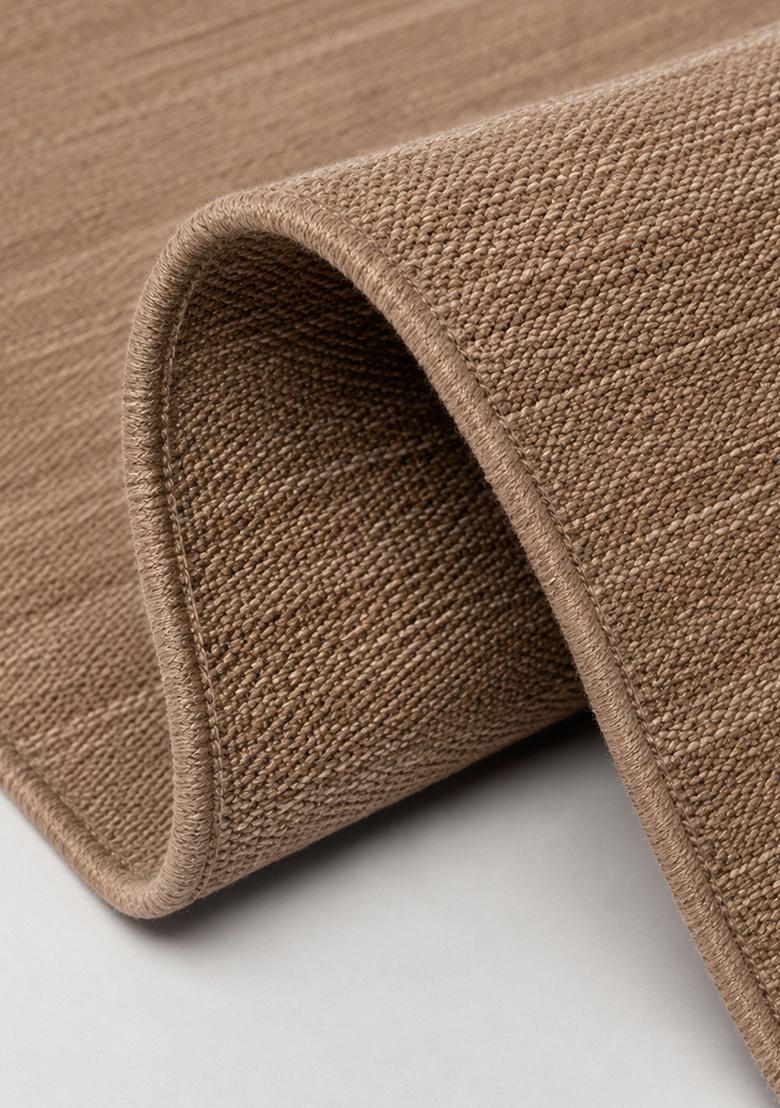 Saffron Rugs Flat Woven Wheat Brown  Scandinavian Rectangular Wool Area Rug - Indya