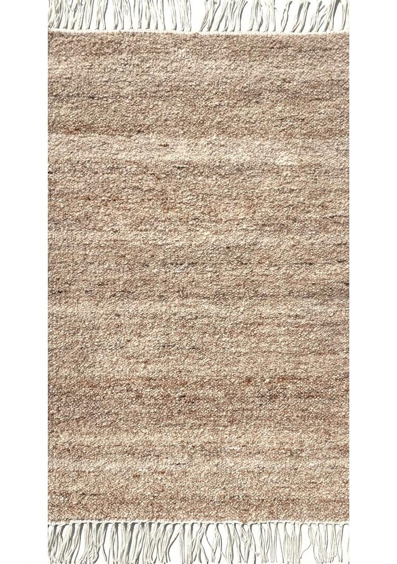 Saffron Rugs Hand Tufted Beige Melange  Bohemian Rectangular Wool Area Rug - Indya