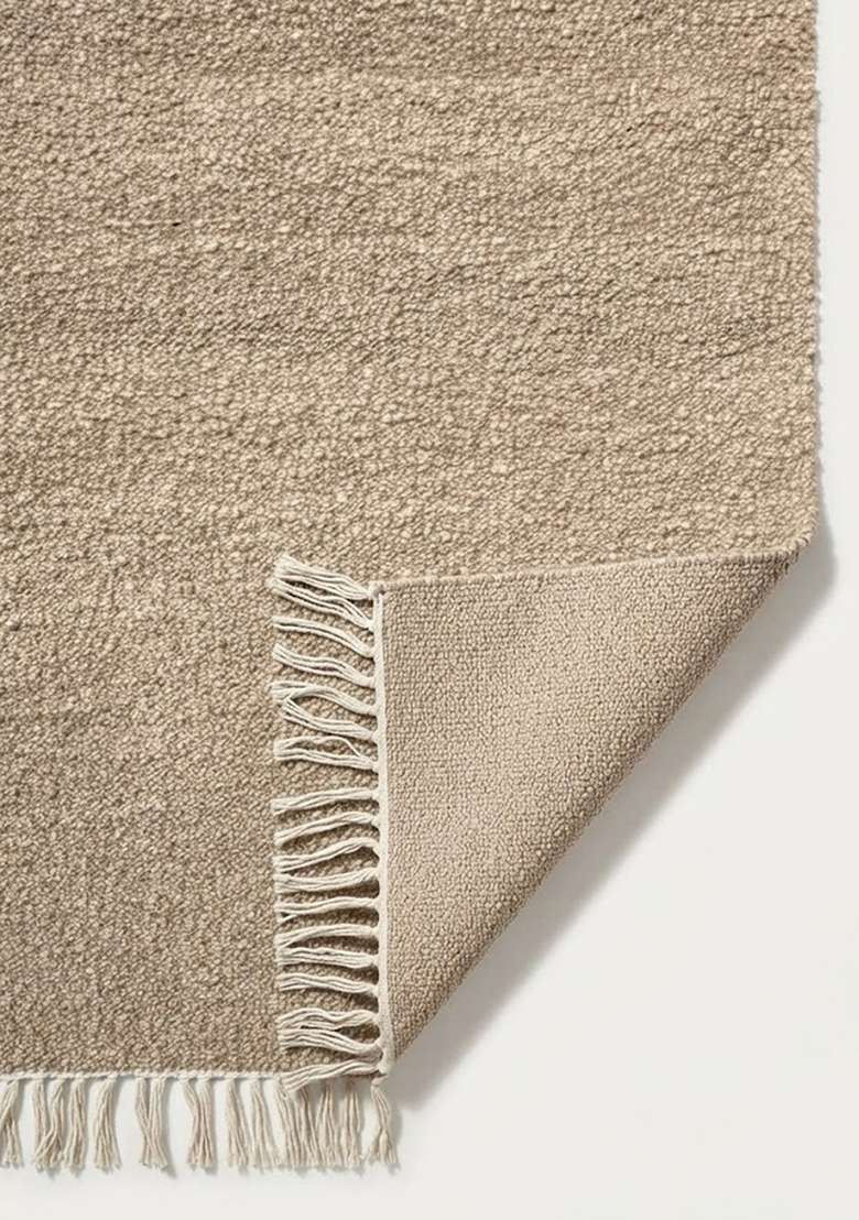 Handmade Camel Rug | Bohemian Solid Carpet For Living Room - Indya