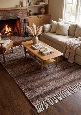 Saffron Rugs Hand Tufted Brown  Contemporary Rectangular Wool Area Rug