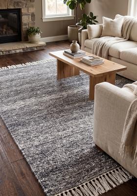 Saffron Rugs Hand Tufted Grey  Scandinavian Rectangular Wool Area Rug