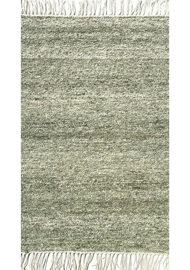 Saffron Rugs Hand Tufted Sage Green  Bohemian Rectangular Wool Area Rug - Indya