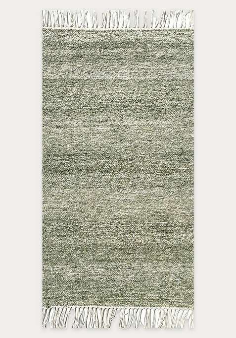 Handmade Sage Green Rug | Bohemian Solid Carpet For Living Room