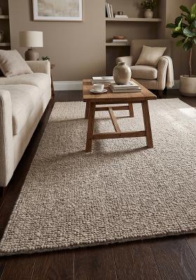 Saffron Rugs Hand Tufted Beige Solid Scandinavian Rectangular Wool Area Rug