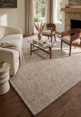 Saffron Rugs Hand Tufted Taupe Solid Scandinavian Rectangular Wool Area Rug