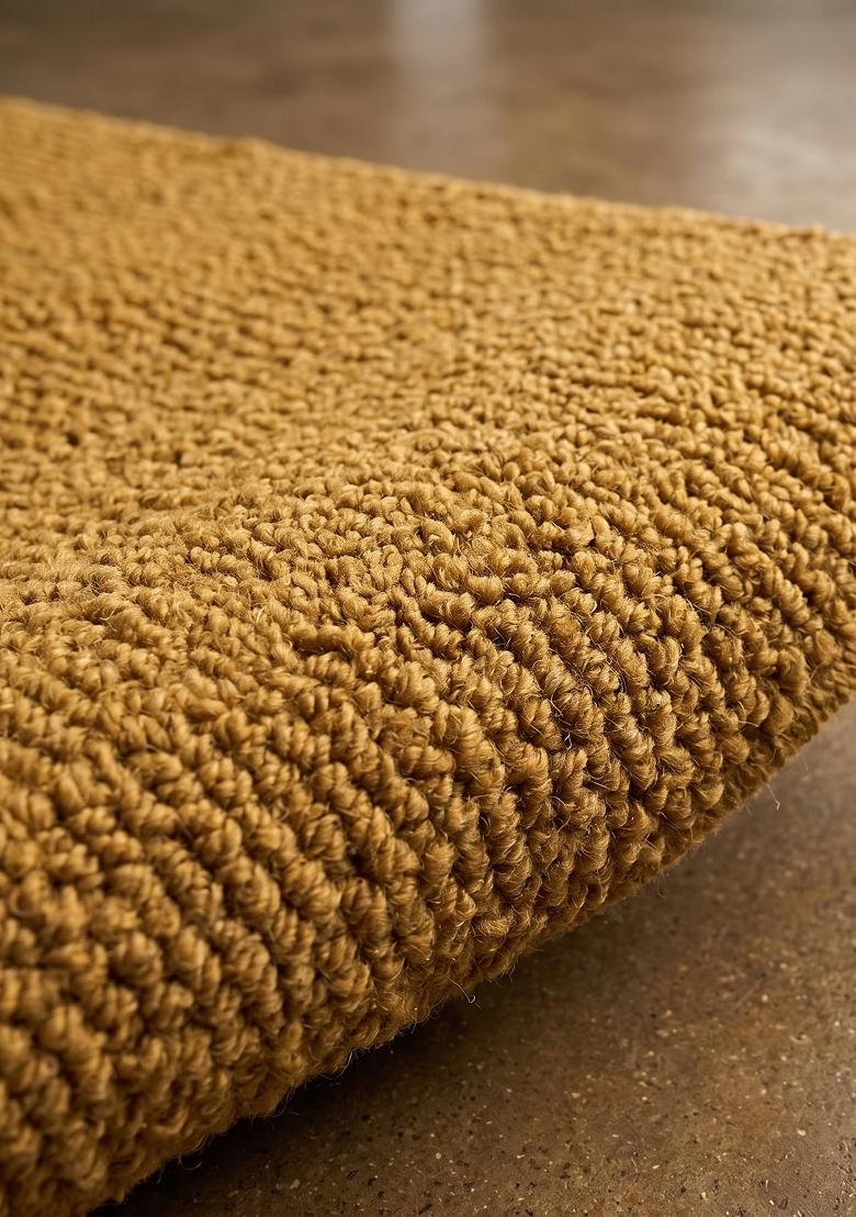 Saffron Rugs Hand Tufted Mustard Solid Scandinavian Rectangular Wool Area Rug - Indya
