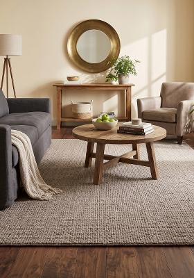 Saffron Rugs Hand Tufted Beige Solid Scandinavian Rectangular Wool Area Rug