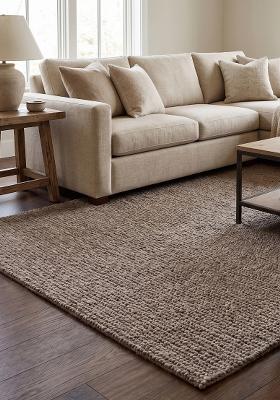 Saffron Rugs Hand Tufted Grey Solid Scandinavian Rectangular Wool Area Rug
