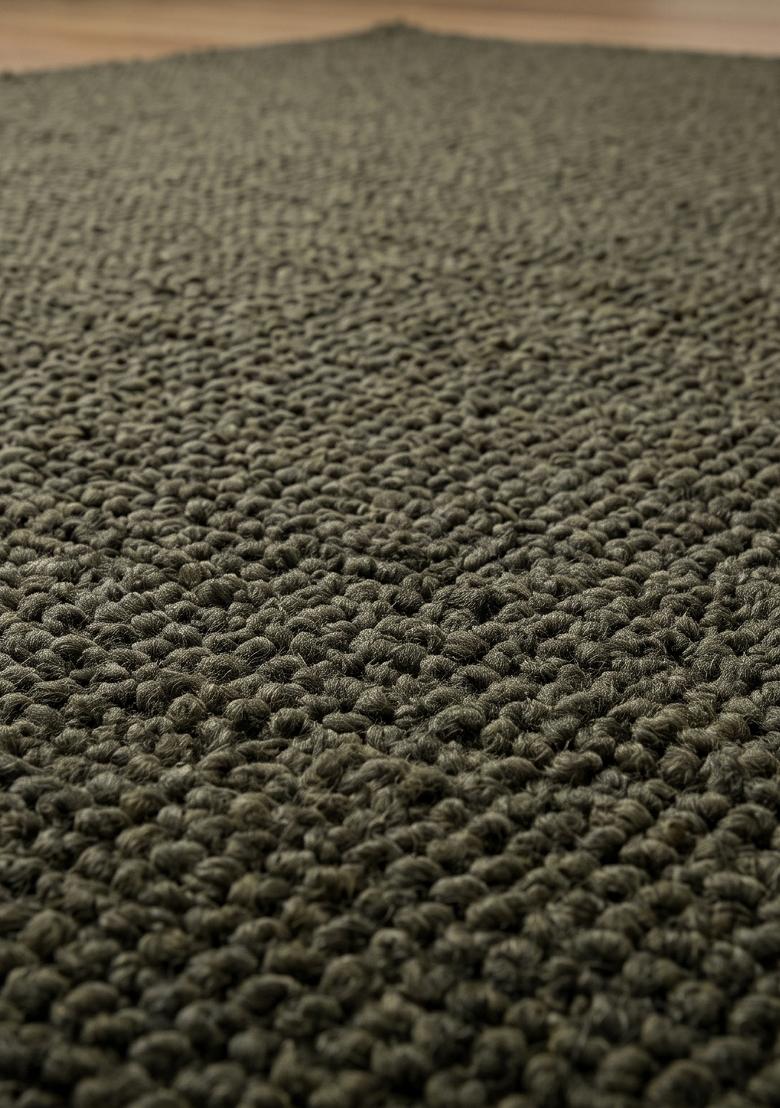 Saffron Rugs Hand Tufted Hunting Green Solid Scandinavian Rectangular Wool Area Rug - Indya