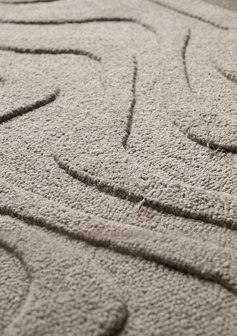 Saffron Rugs Hand Tufted Taupe Swirls Contemporary Rectangular Wool Area Rug - Indya
