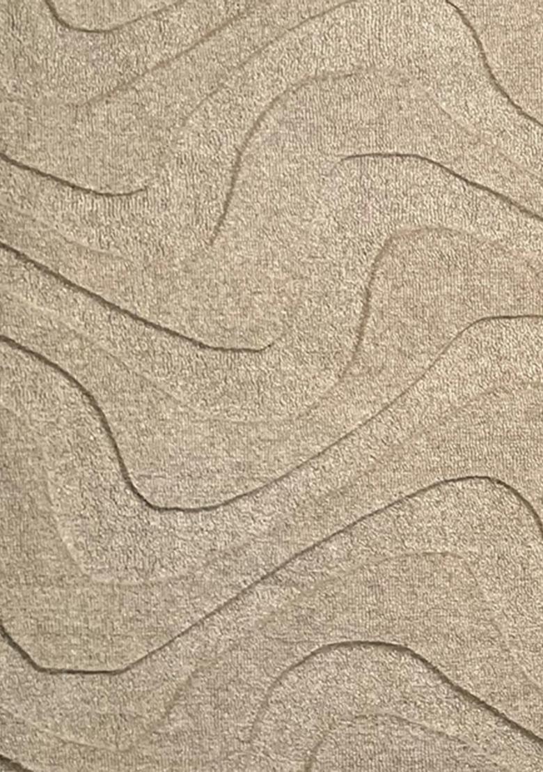 Saffron Rugs Hand Tufted Beige Swirls Contemporary Rectangular Wool Area Rug - Indya
