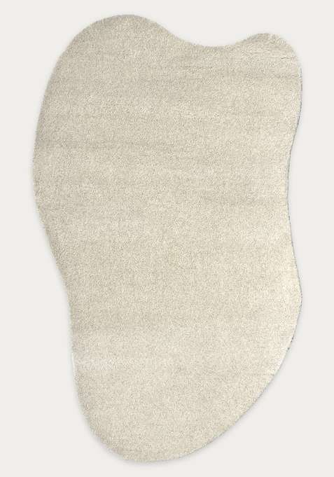 100% Wool Handmade Cream Rug | Modern Solid Oblong Carpet With Cotton Backing For Living Room