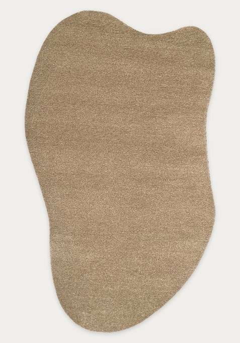 100% Wool Handmade Beige Rug | Modern Solid Oblong Carpet With Cotton Backing For Living Room