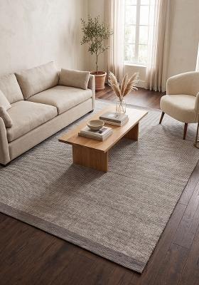 Saffron Rugs Hand Tufted Grey Solid Contemporary Rectangular Wool Area Rug