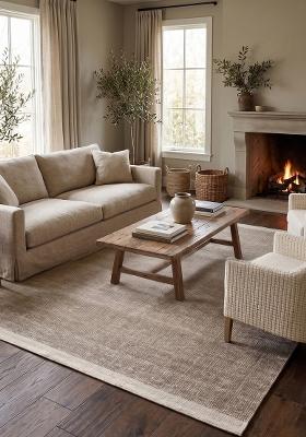 Saffron Rugs Hand Tufted Cream Solid Contemporary Rectangular Wool Area Rug