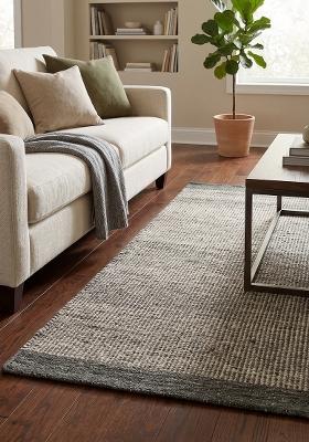 Saffron Rugs Hand Tufted Olive Green Solid Contemporary Rectangular Wool Area Rug